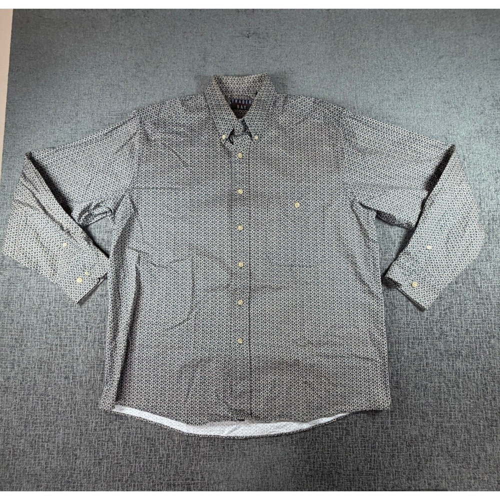 Trader Bay Mens Large Long Sleeve Button Down Shirt Geometric Diamond Print